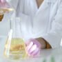 Cosmetic laboratory testing formulation with pipette and glassware for safety assessment and CPSR compliance