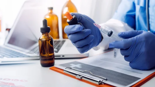 Cosmeceutical skincare products with CPSR documentation illustrating EU cosmetic vs medicinal product classification compliance.